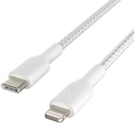 Câble tressé USB-C vers Lightning blanc 1m Belkin