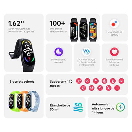 Bracelet connecté Xiaomi Mi Smart Band 7 noir