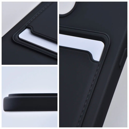 Coque silicone porte carte noir iPhone 16 Pro