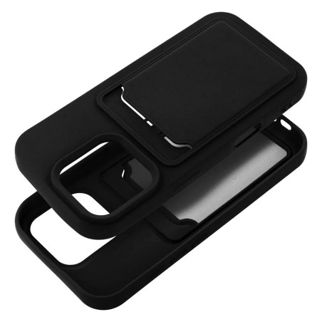 Coque silicone porte carte noir iPhone 16 Pro