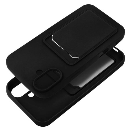 Coque silicone porte carte noir iPhone 16 Plus