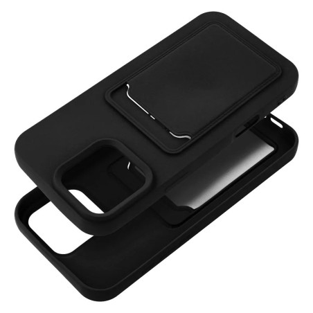 Coque silicone porte carte noir iPhone 16 Pro Max