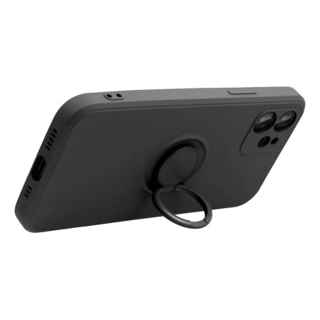 Coque silicone anneau intégré noir iPhone 16