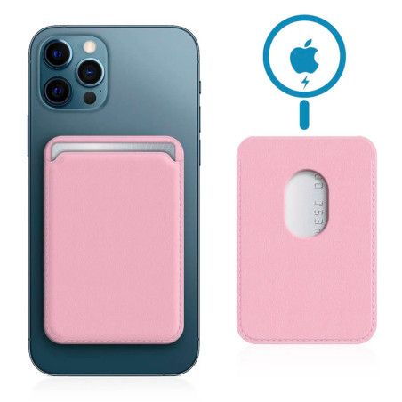 Porte-cartes en simili cuir avec MagSafe rose