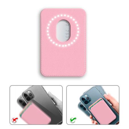 Porte-cartes en simili cuir avec MagSafe rose