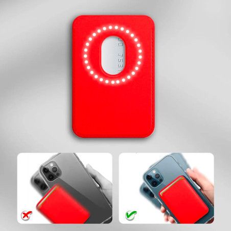 Porte-cartes en simili cuir avec MagSafe rouge