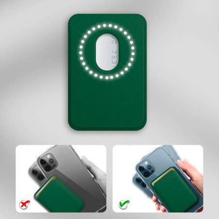 Porte-cartes en simili cuir avec MagSafe vert