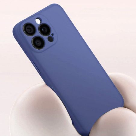 Coque silicone + protection caméra bleu nuit iPhone 16 Pro