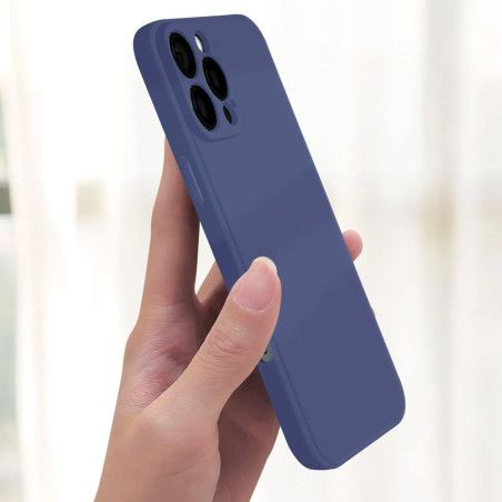 Coque silicone + protection caméra bleu nuit iPhone 16 Pro