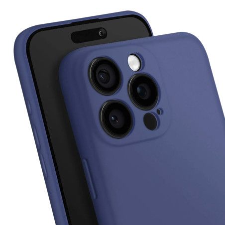 Coque silicone + protection caméra bleu nuit iPhone 16 Pro