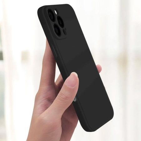 Coque silicone + protection caméra noir iPhone 16 Pro