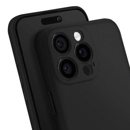 Coque silicone + protection caméra noir iPhone 16 Pro