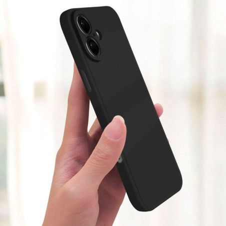 Coque silicone + protection caméra noir iPhone 16 Plus