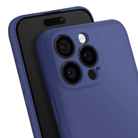 Coque silicone + protection caméra bleu nuit iPhone 16 Pro Max