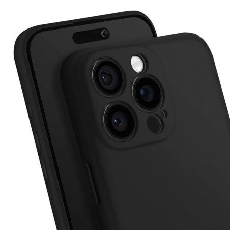 Coque silicone + protection caméra noir iPhone 16 Pro Max