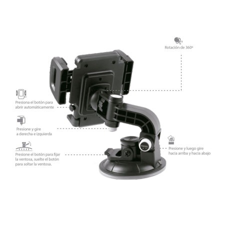 Support voiture smartphone 360° ventouse - IDUSD