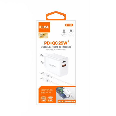 Chargeur complet 2-en-1 USB-C vers Lightning 25W - IDUSD