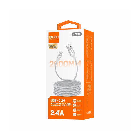 Câble tressé USB-C 2m blanc - IDUSD