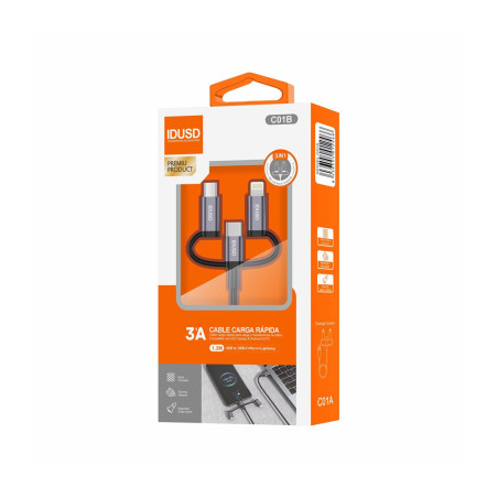 Câble tressé USB 3-en-1 1,2m - IDUSD
