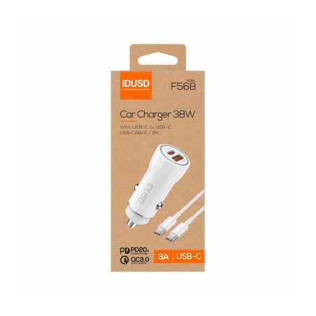 Kit prise allume-cigare 2 ports 38W + câble USB-C vers USB-C - IDUSD
