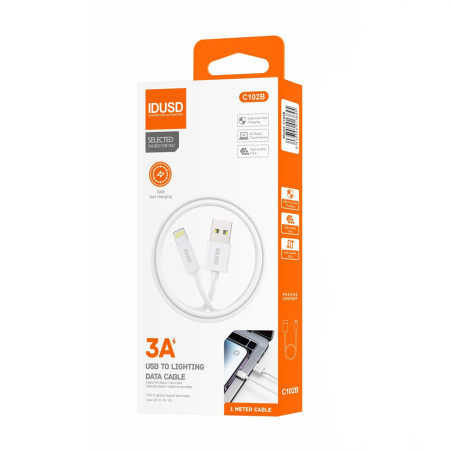 Câble lightning 1m Blanc 3A - IDUSD