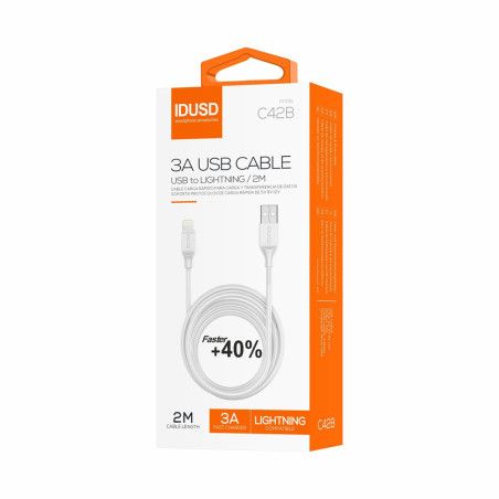 Câble USB Lightning 2m 2.4A Blanc - IDUSD