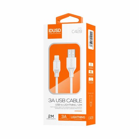 Câble USB Lightning 2m 2.4A Blanc - IDUSD