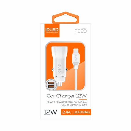 Kit chargeur voiture blanc + câble lightning - IDUSD