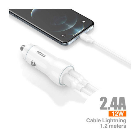 Kit chargeur voiture blanc + câble lightning - IDUSD
