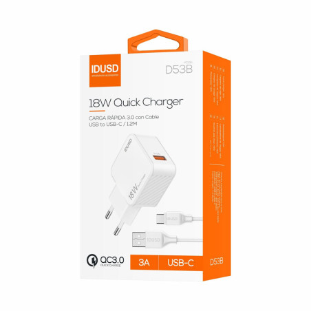 Pack chargeur USB-C Blanc 3A 18W - IDUSD