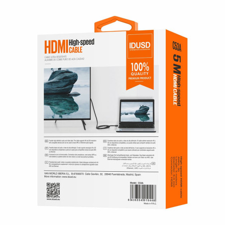 Cable HDMI 1.4 5 mètres avec packaging