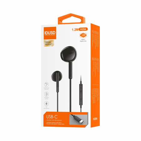 Ecouteurs USB-C avec kit mains-libres noir - IDUSD