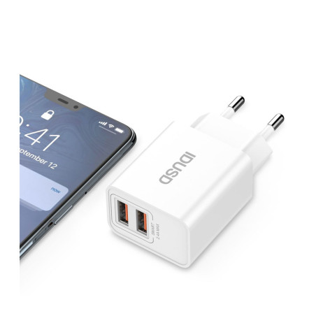 Prise secteur USB 2 ports 12W 2.4A - IDUSD