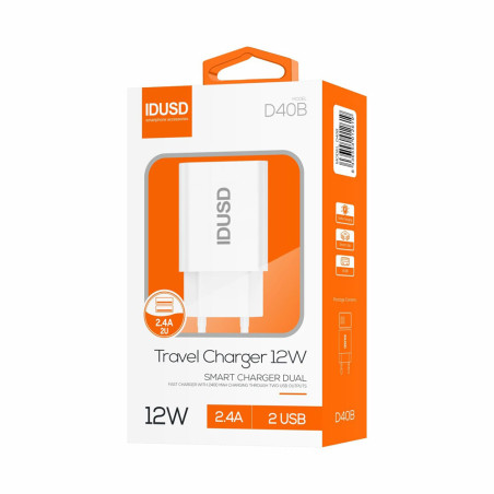 Prise secteur USB 2 ports 12W 2.4A - IDUSD