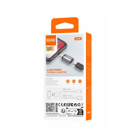 Adaptateur lightning vers USB-C argent - IDUSD