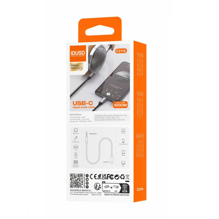 Câble USB-C vers prise jack (3,5mm) tressé 1m - IDUSD