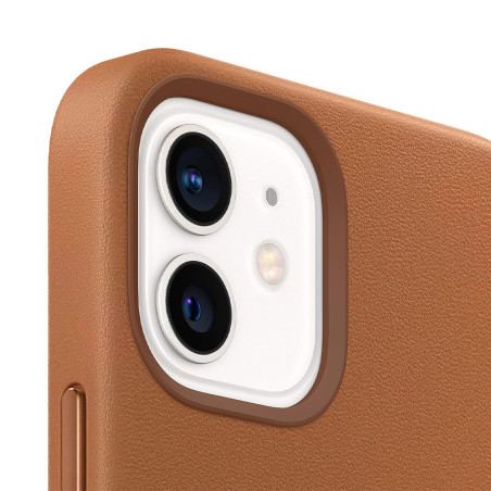 Coque cuir Marron sellier iPhone 12 Mini - Apple