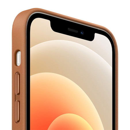 Coque cuir Marron sellier iPhone 12 Mini - Apple