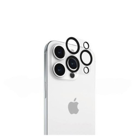 Film en verre trempé lentille caméra arrière contour noir iPhone 16 Pro