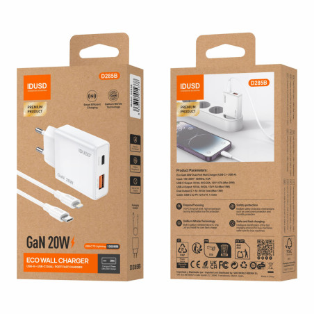 Chargeur complet 2-en-1 USB-C vers Lightning 20W - IDUSD