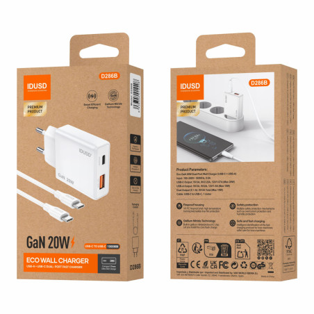 Chargeur complet 2-en-1 USB-C Blanc 20W - IDUSD