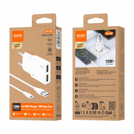 Chargeur complet 2-en-1 USB vers USB-C 12W - IDUSD