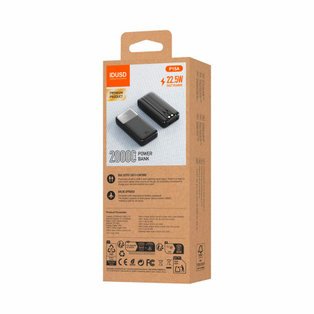 Batterie externe Fast Charge 22,5W - 20000 mAh noir - IDUSD