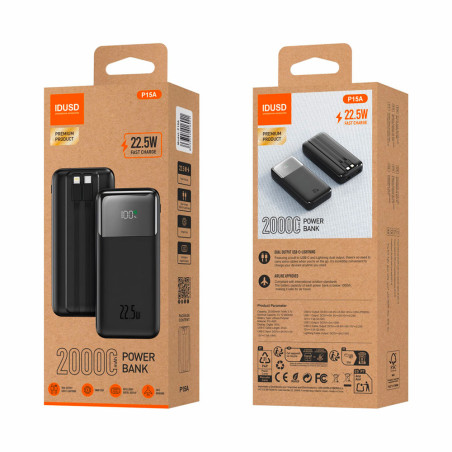 Batterie externe Fast Charge 22,5W - 20000 mAh noir - IDUSD