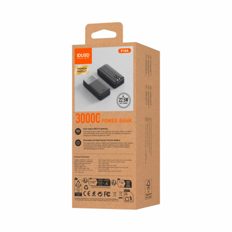Batterie externe Fast Charge 22,5W - 30000 mAh noir - IDUSD