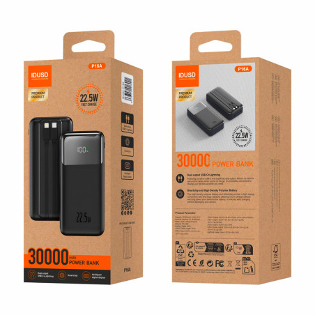 Batterie externe Fast Charge 22,5W - 30000 mAh noir - IDUSD