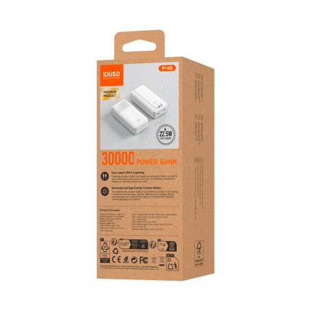 Batterie externe Fast Charge 22,5W - 30000 mAh blanc - IDUSD