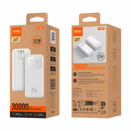 Batterie externe Fast Charge 22,5W - 30000 mAh blanc - IDUSD