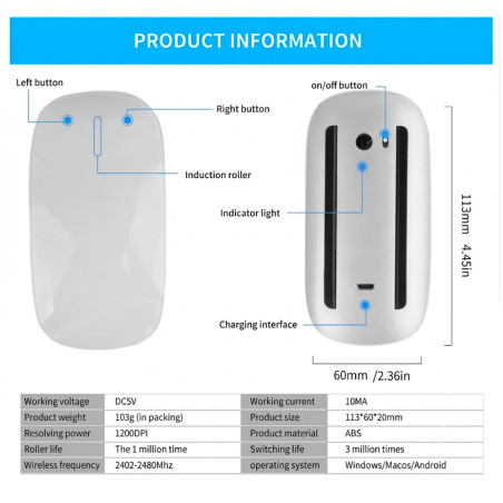 Souris Bluetooth sans fil Apple Magic Mouse blanc