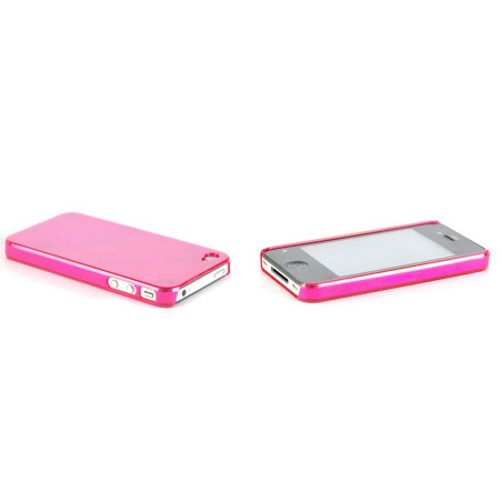 Coque en plastique rose pour iPhone 4 + film de protection offert